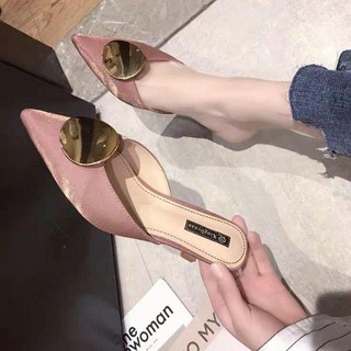 Sục cao gót lụa satin bóng hàng quảng châu