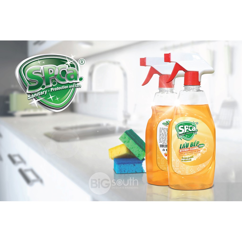 Nước Lau Bếp SPCa 450ml - Xịt Lau Bếp Chiết Xuất Tinh Dầu Vỏ Cam Tẩy Sạch Cực Nhanh Làm Sáng Bề Mặt