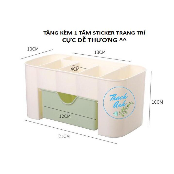 Kèm Sticker Hộp Đựng Đồ Dùng Để Bàn Cho Văn Phòng Phẩm, Mỹ Phậm 10x21x10cm