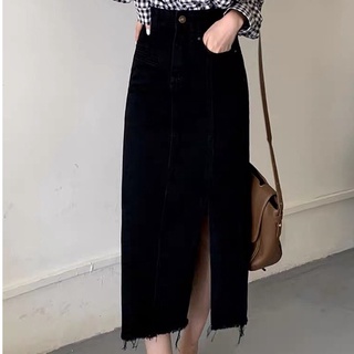Chân váy cạp cao dài qua gối xẻ nổi bật phong cách ulzzang _a11