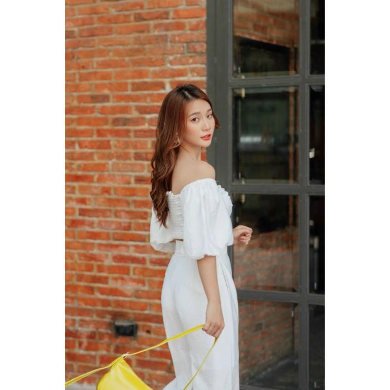 áo crop nhún ngực tay phồng kèm ảnh thật | BigBuy360 - bigbuy360.vn