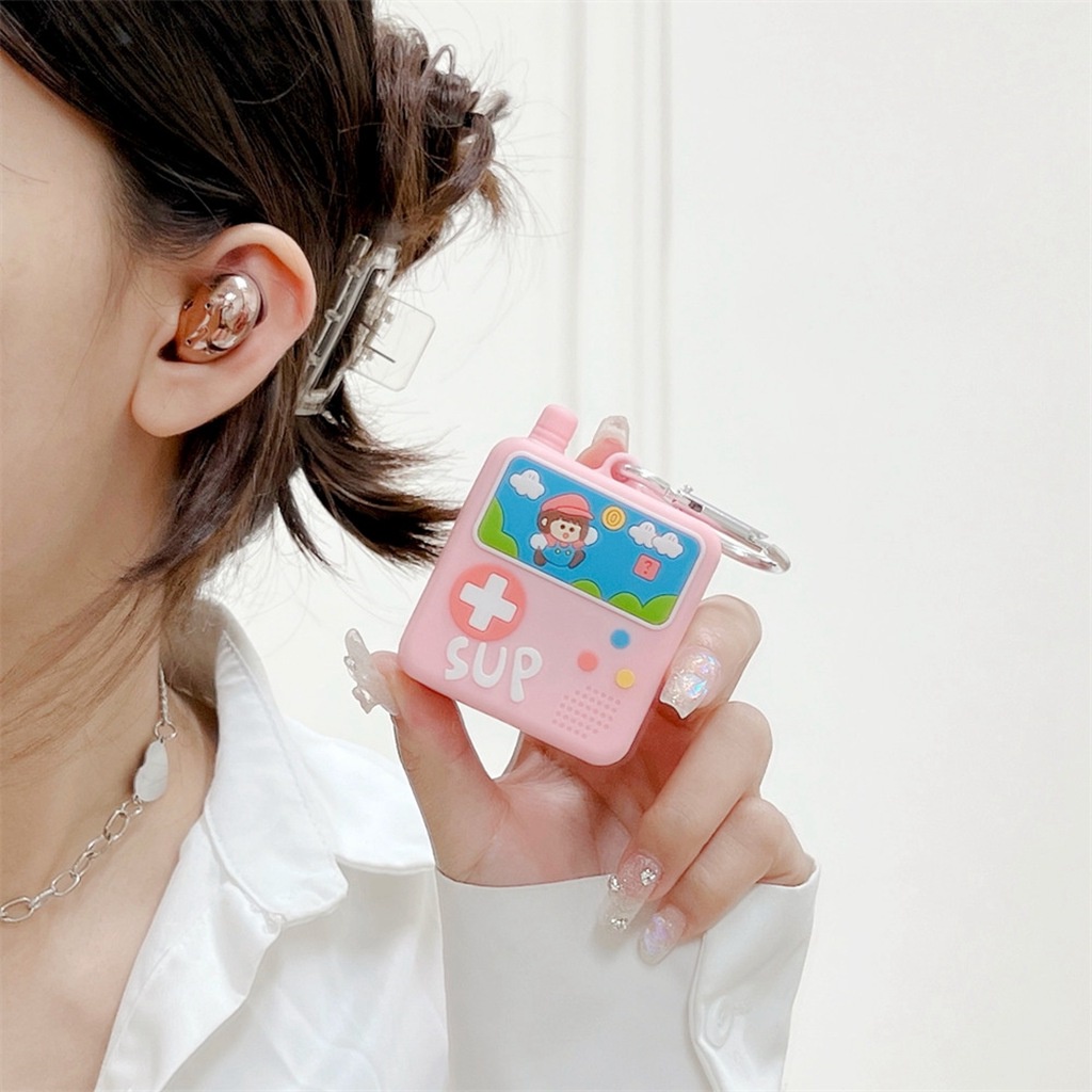 Vỏ Bảo Vệ Hộp Sạc Tai nghe không dây Samsung Galaxy Live Buds 2 Pro Bằng Silicon Mềm Chống Sốc Chống Trầy Xước Hình Super Mario