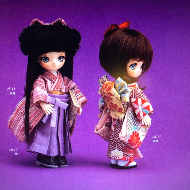 Z2F- Rập mẫu may áo kimono và hakama cho búp bê obitsu11