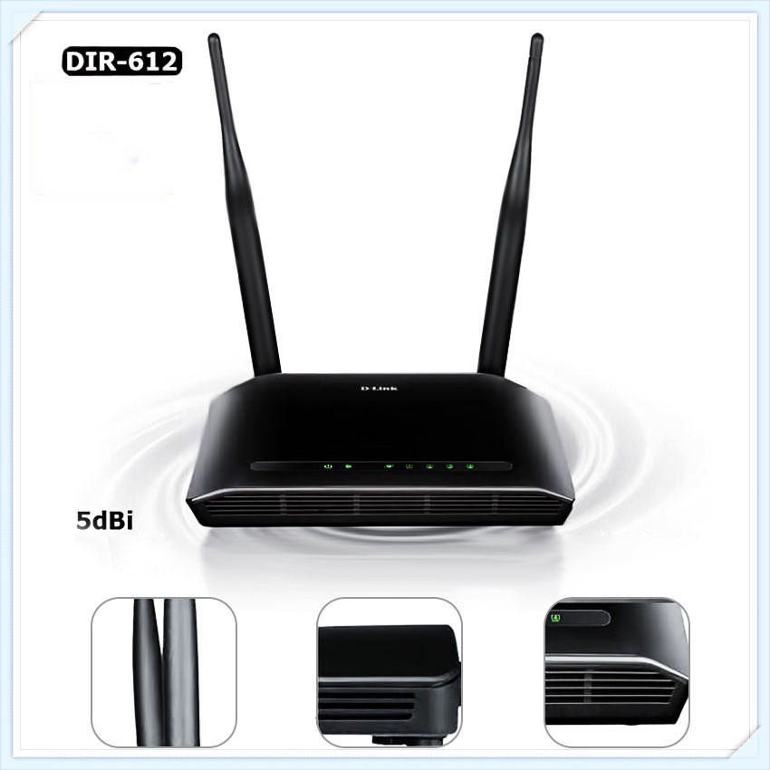 Router wifi D-Link N300 DIR-612, wireless, 2 anten, tốc độ 300Mbps, kết nối ổn định, 4 cổng LAN, 1 cổng WAN, bảo mật tốt