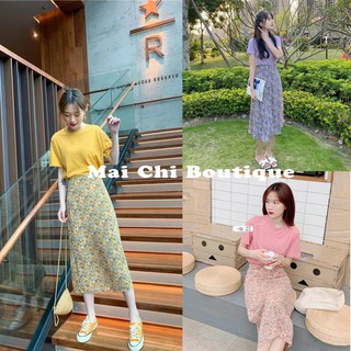 Sét Chân Váy Midi Hoa Cúc MAICHI356