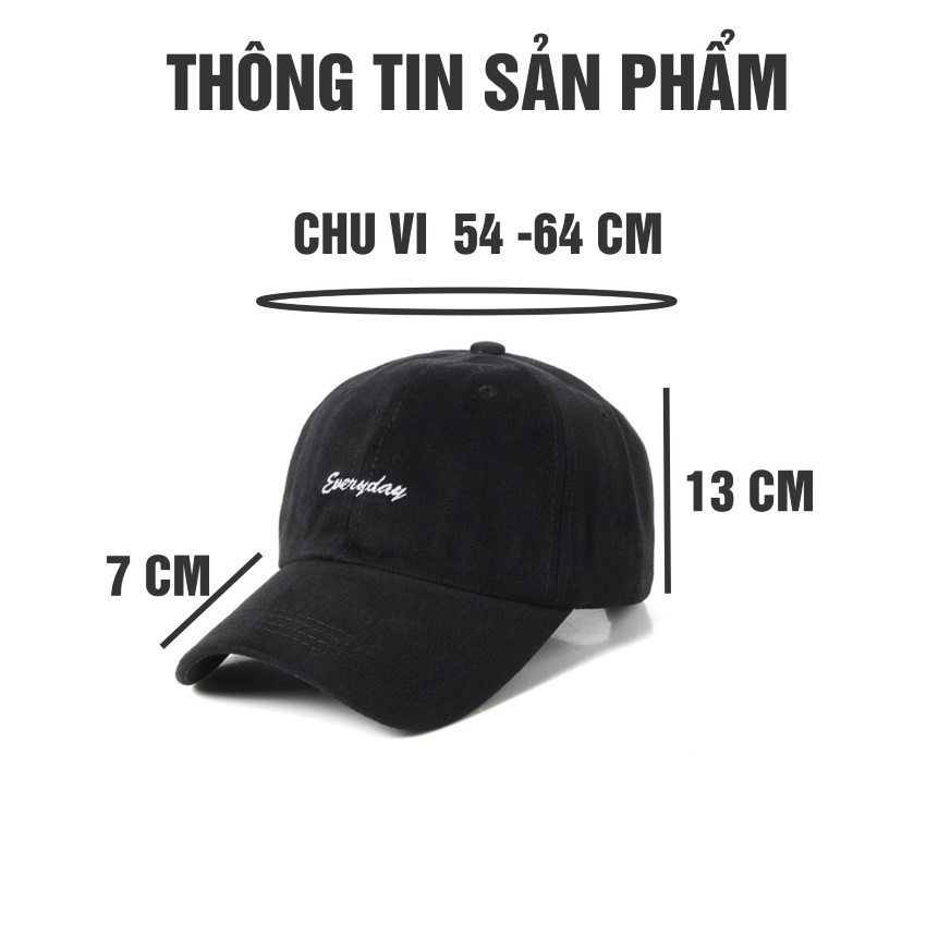 Mũ lưỡi trai nam nữ , nón kết nam nữ thêu chữ Everday vải cotton phong cách Hàn Quốc