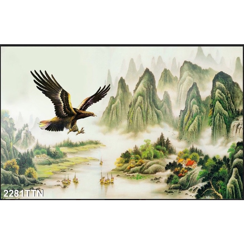 Tranh 3D trang trí hồ cá, bán cạn tiểu cảnh - chủ đề Thuỷ mặc part 2