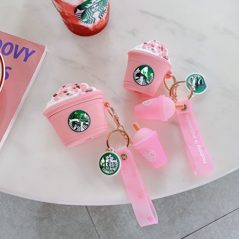Vỏ Bảo Vệ Hộp Sạc Tai Nghe Airpods Pro 1 2 3 Không Dây Chất Liệu Mềm Chống Sốc Hình Cốc Sakura