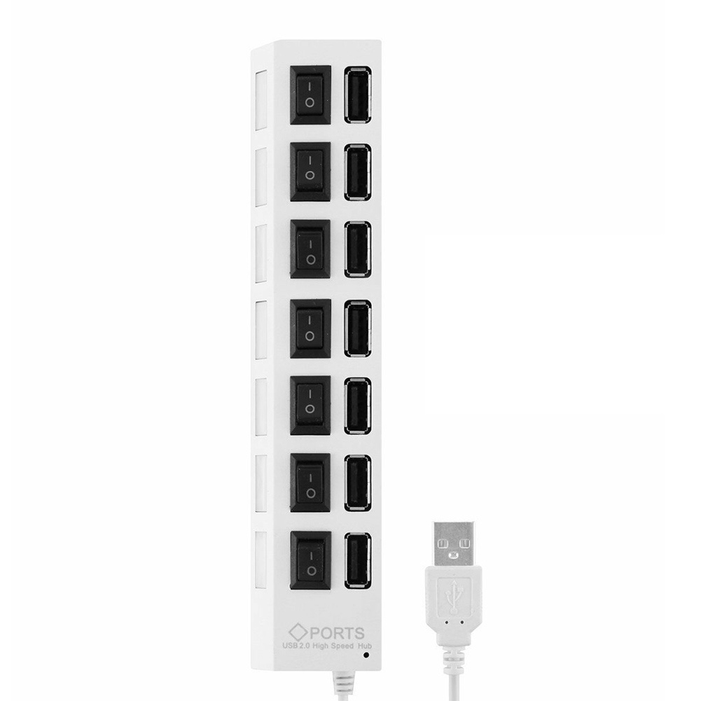 Hub chia 7 cổng usb 2.0 tốc độ cao có công tắc on / off cho máy tính / laptop