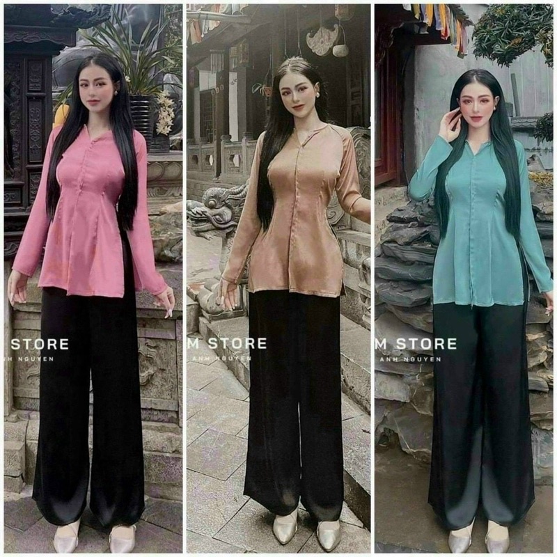Set bà ba tuyết nhung, set lam đi chùa đi lễ❤️
