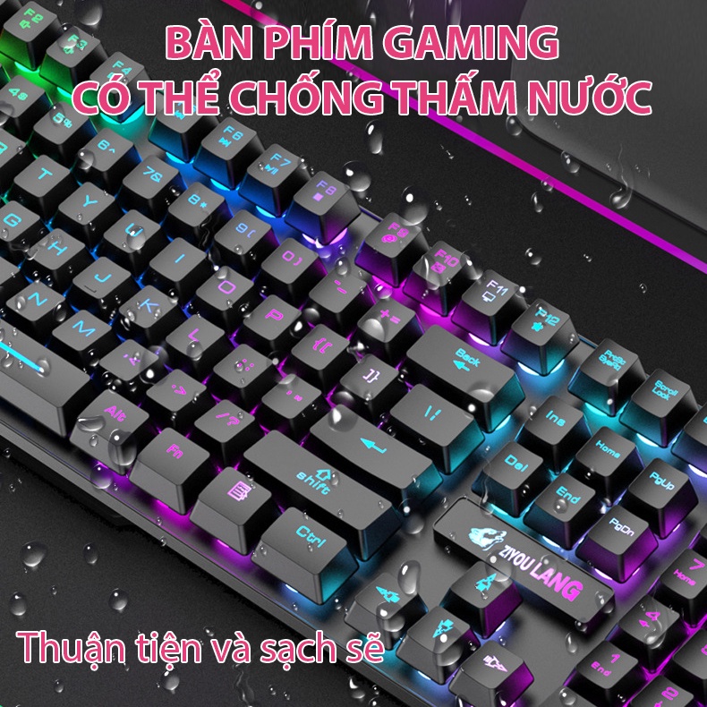 Bộ bàn phím chuột không dây Coputa chuột bàn phím gaming giả cơ chơi game Full LED RGB T3