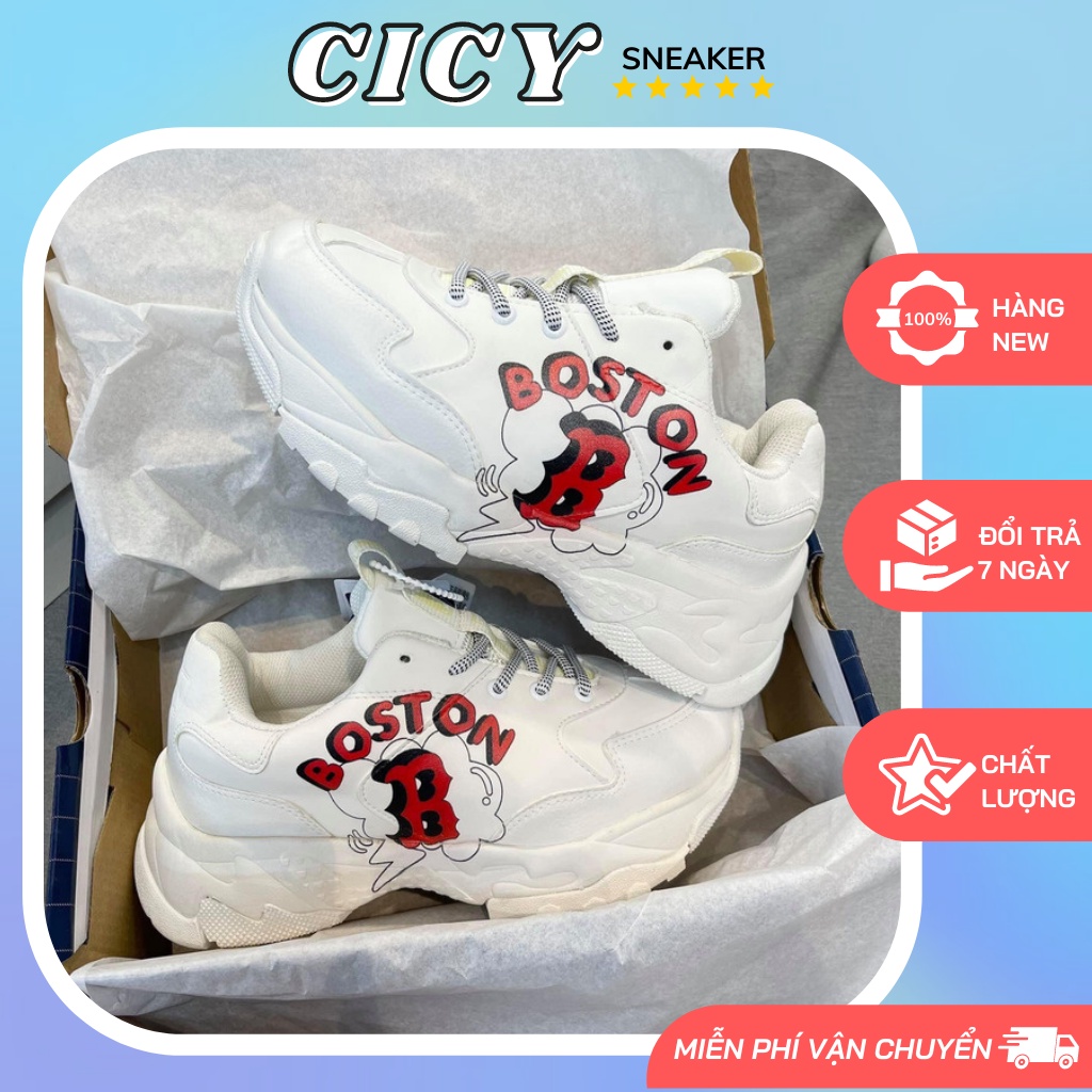 Giày Boston chữ in 3D bản đẹp, Giày MLB Boston LA NY tăng chiều cao nam nữ bản đẹp đế tách chuẩn