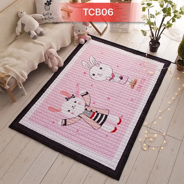 (RẺ NHẤT SHOPEE) Thảm Cotton KT 145x195cm dày 1,5cm siêu kute cho bé (HÀNG CÓ SẴN)