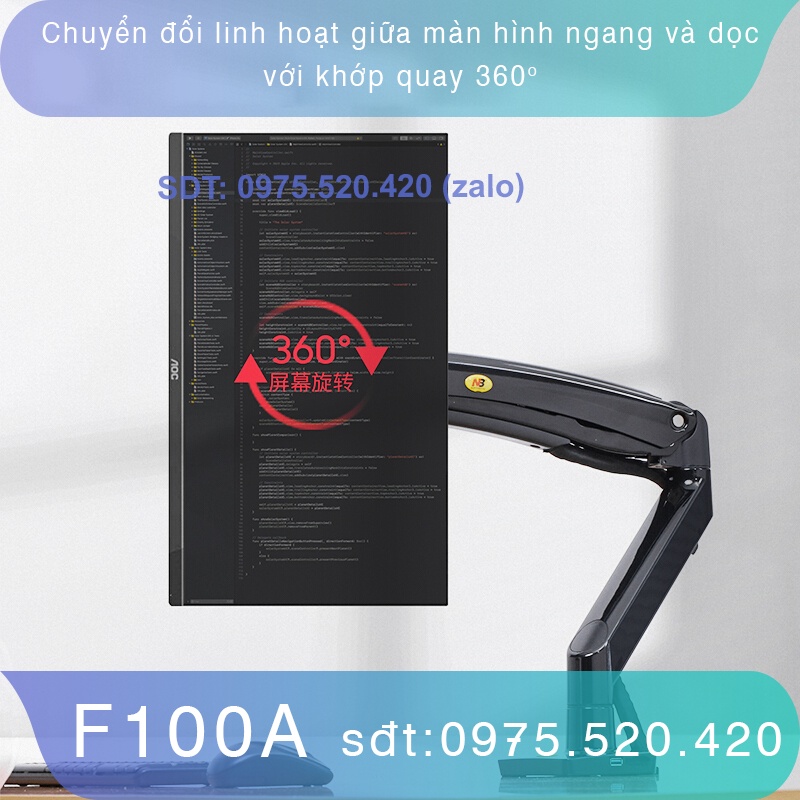 F100A [Màu TRẮNG/ĐEN]  /Giá Treo Màn hình máy tính/ Tay treo màn hình/ [Màn Hình 22&quot; - 35&quot;] [Cao cấp hơn XL03 F80]  #NB