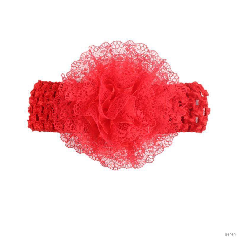 Băng đô hoa màu trơn co giãn đáng yêu cho bé gái