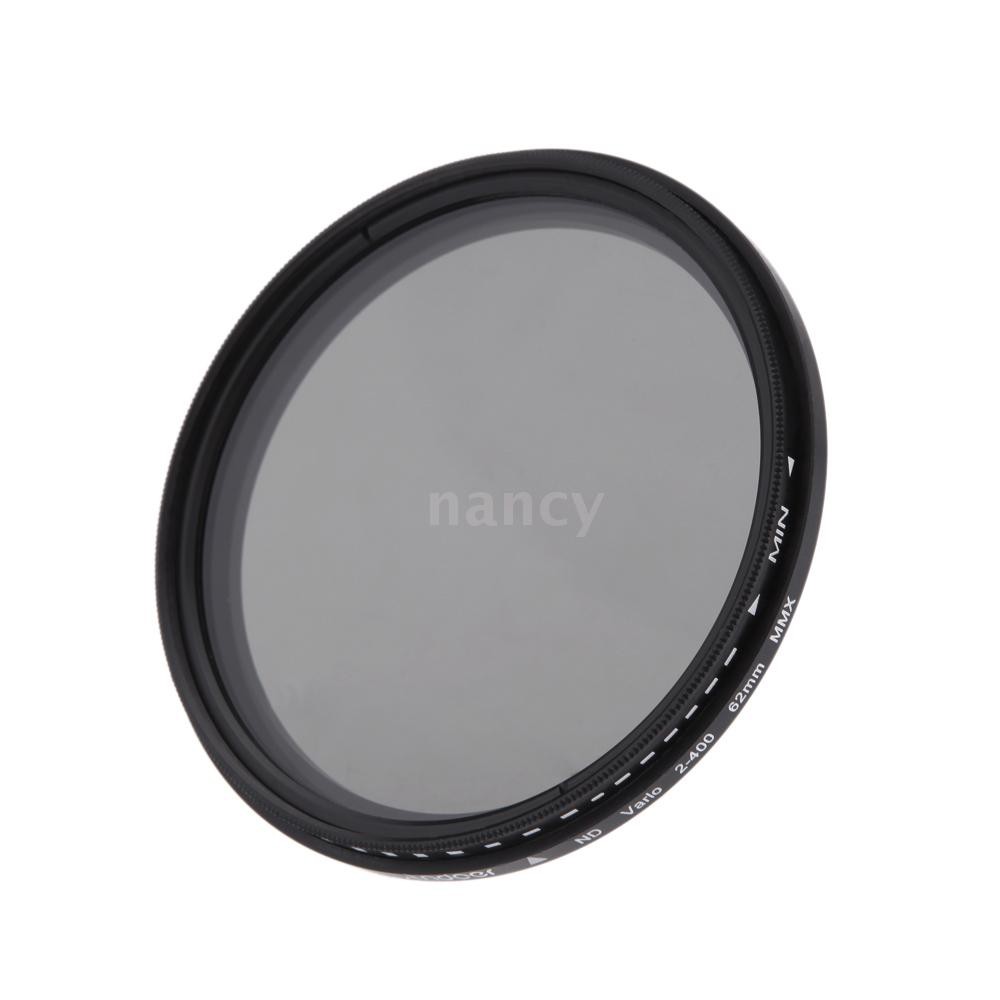 Bộ lọc Andoer 62mm ND trung lập có thể điều chỉnh ND2 sang ND400 dành cho máy ảnh Canon Nikon DSLR