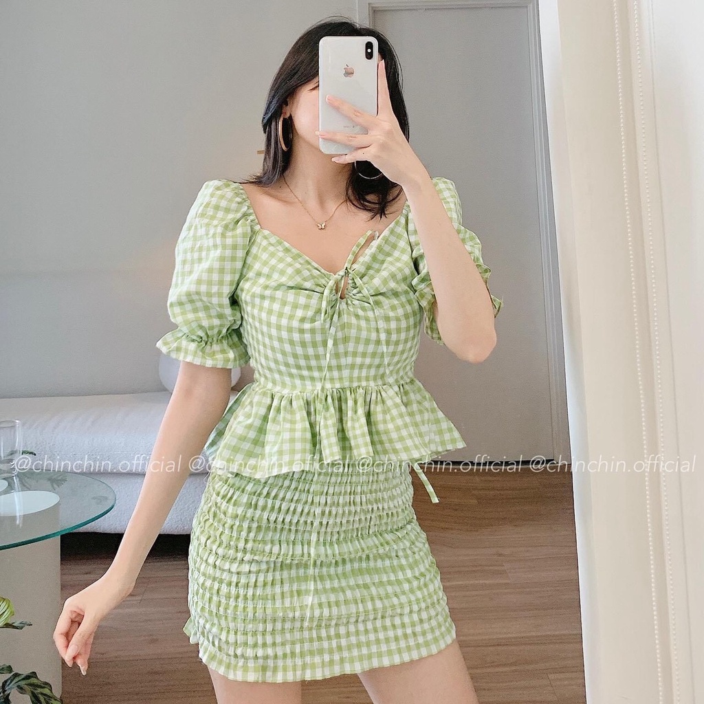 SET CARO XANH NHÚN CHỈ H3745