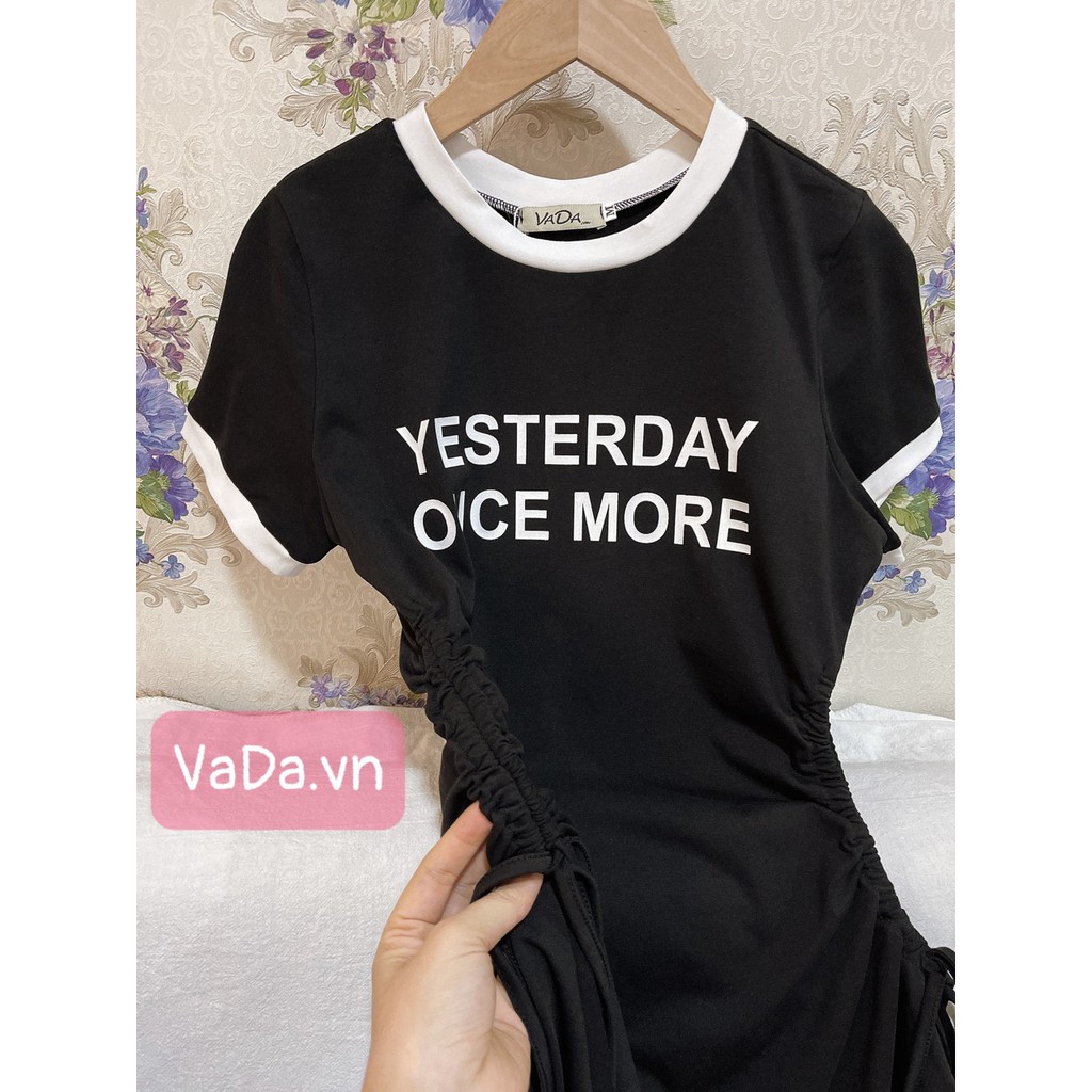 Đầm xoè tay ngắn cổ tròn viền in chữ so iu đi biển, đi chơi, dạo phố - Thời Trang VADA (Đ8) | BigBuy360 - bigbuy360.vn