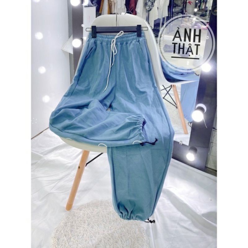 Quần Jogger Tim Cạnh Nữ  Quần ống rộng chốt gấu UZALLANG Xanh /Ghi /Đen
