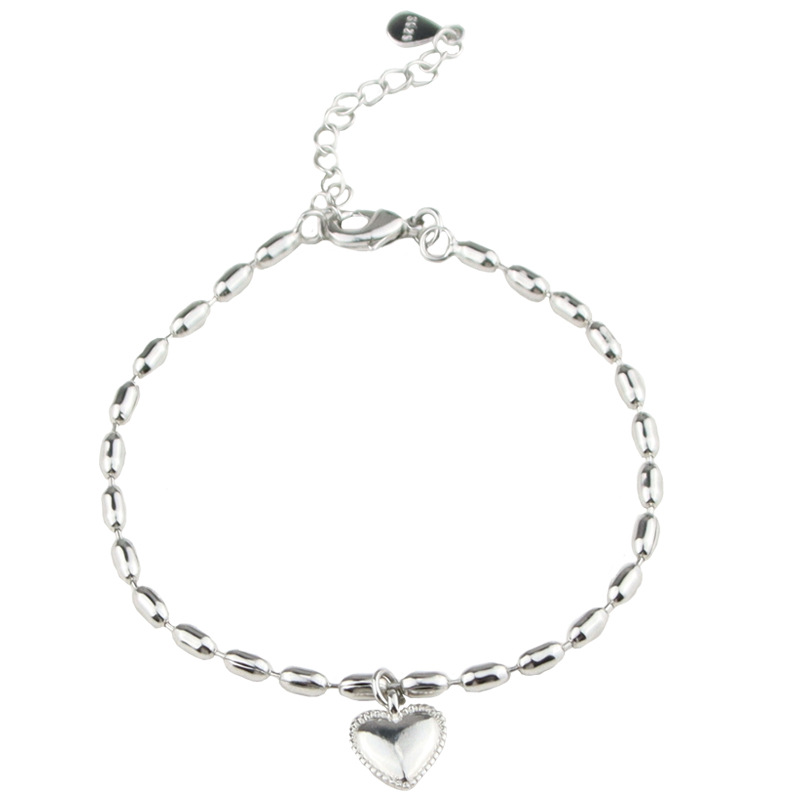 Vòng tay 23593 hạt gạo phối mặt hình trái tim thời trang Hàn Quốc cá tính phù hợp với mọi phong cách cho cặp đôi