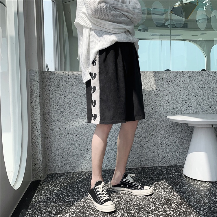 Quần Short Thể Thao Ống Thẳng Phối Màu Sắc Tương Phản Phong Cách Đường Phố Mỹ Cho Nam