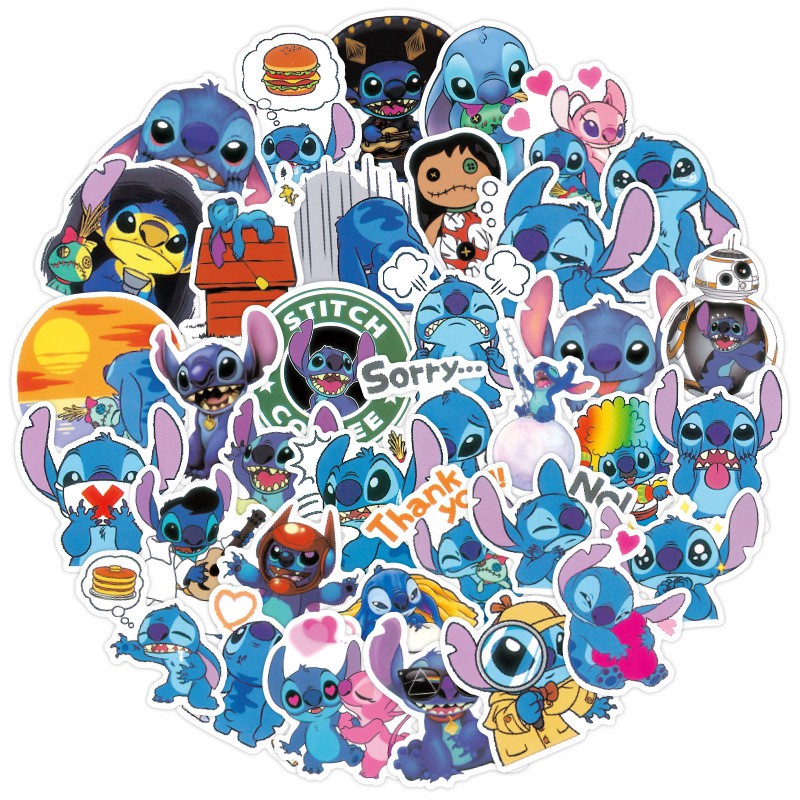 Set 100 miếng sticker hoạt hình Stitch dán trang trí đáng yêu