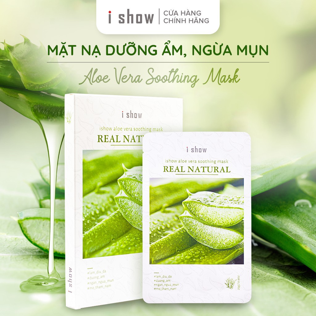 1 Miếng Mặt Nạ Dưỡng Ẩm Ngừa Mụn Da Chiết Xuất Từ Nha Đam ISHOW Aloe Vera Soothing Mask