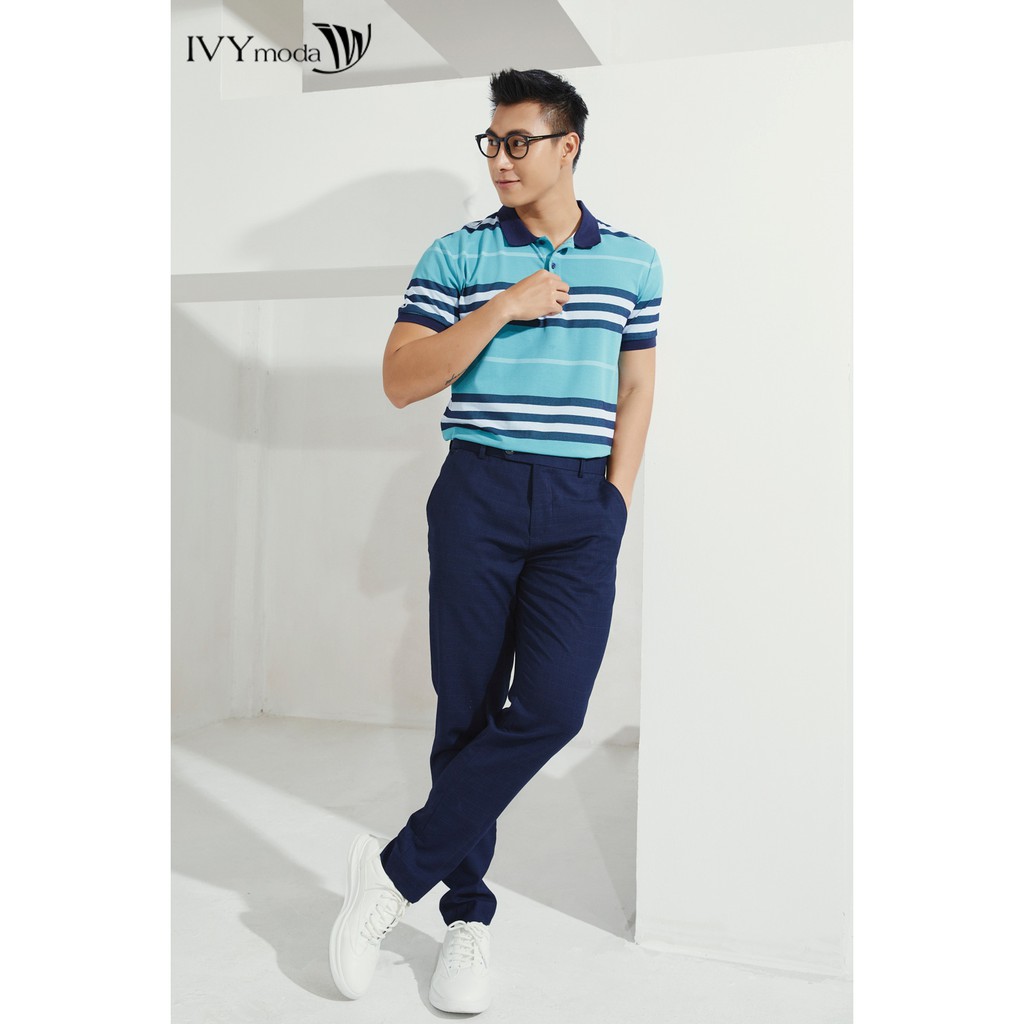 Áo Polo nam họa tiết kẻ IVY moda MS 57E2940 | BigBuy360 - bigbuy360.vn