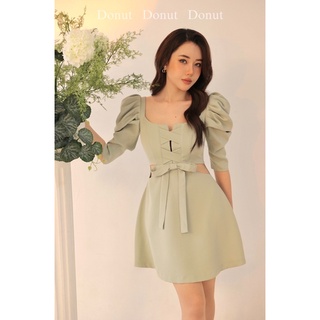 Váy tay bồng khoét eo nơ đan chéo