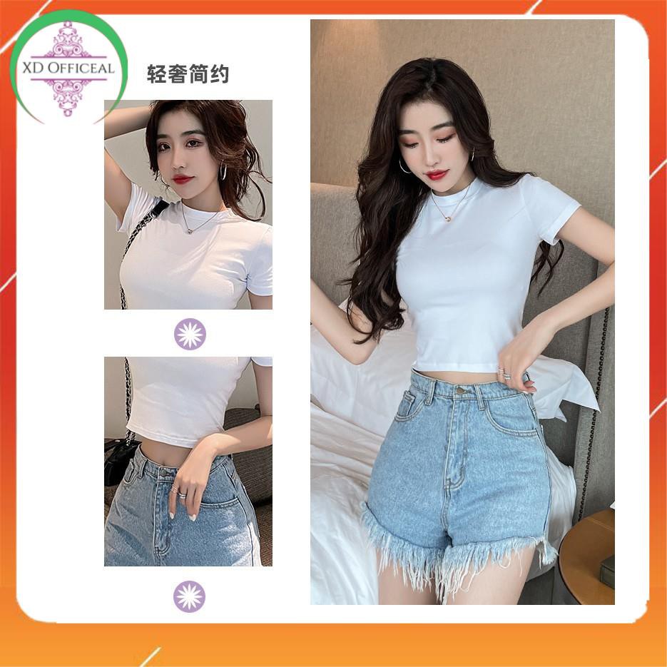 Áo croptop nữ ,áo croptop ôm,cổ tròn ,áo kiểu nữ ,áo phông nữ, áo tay ngắn dáng ôm body trơn màu ĐEN | TRẮNG | VÀNG