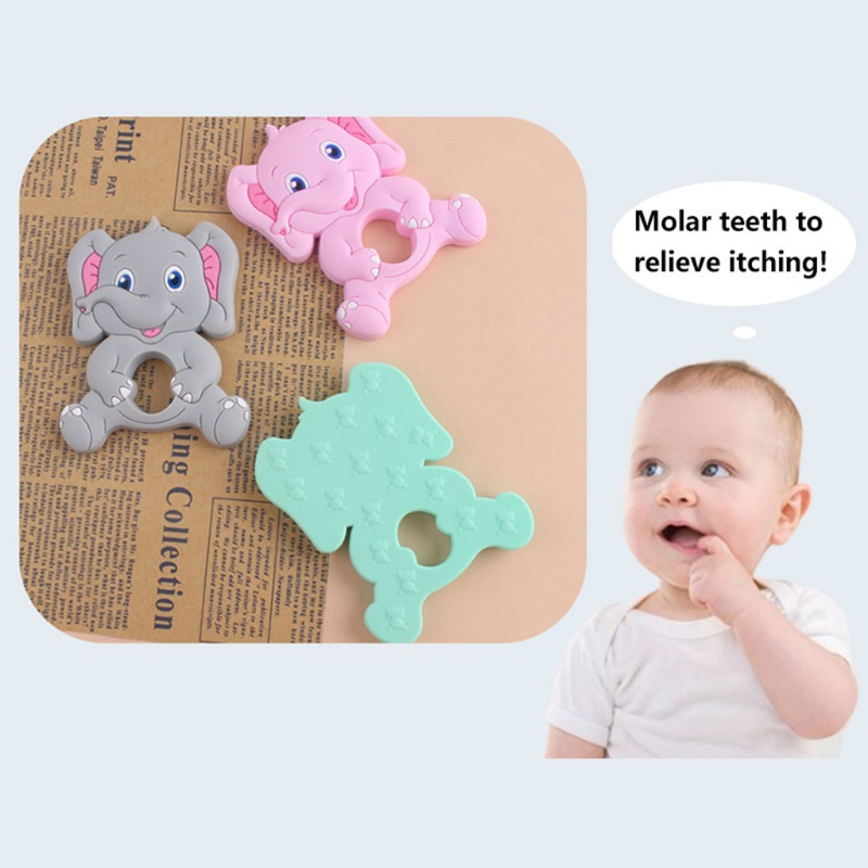 Đồ Chơi Ngậm Nướu Bằng Silicon Hình Chú Voi Hoạt Hình Đáng Yêu Cho Bé