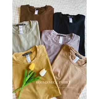 Áo thun cổ tròn basic vải cotton dày dặn, co giãn, tay ngắn
