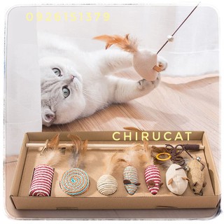 [Tặng Catnip] Bộ Đồ Chơi Cần Câu Mèo Set 7 Món Siêu Hot