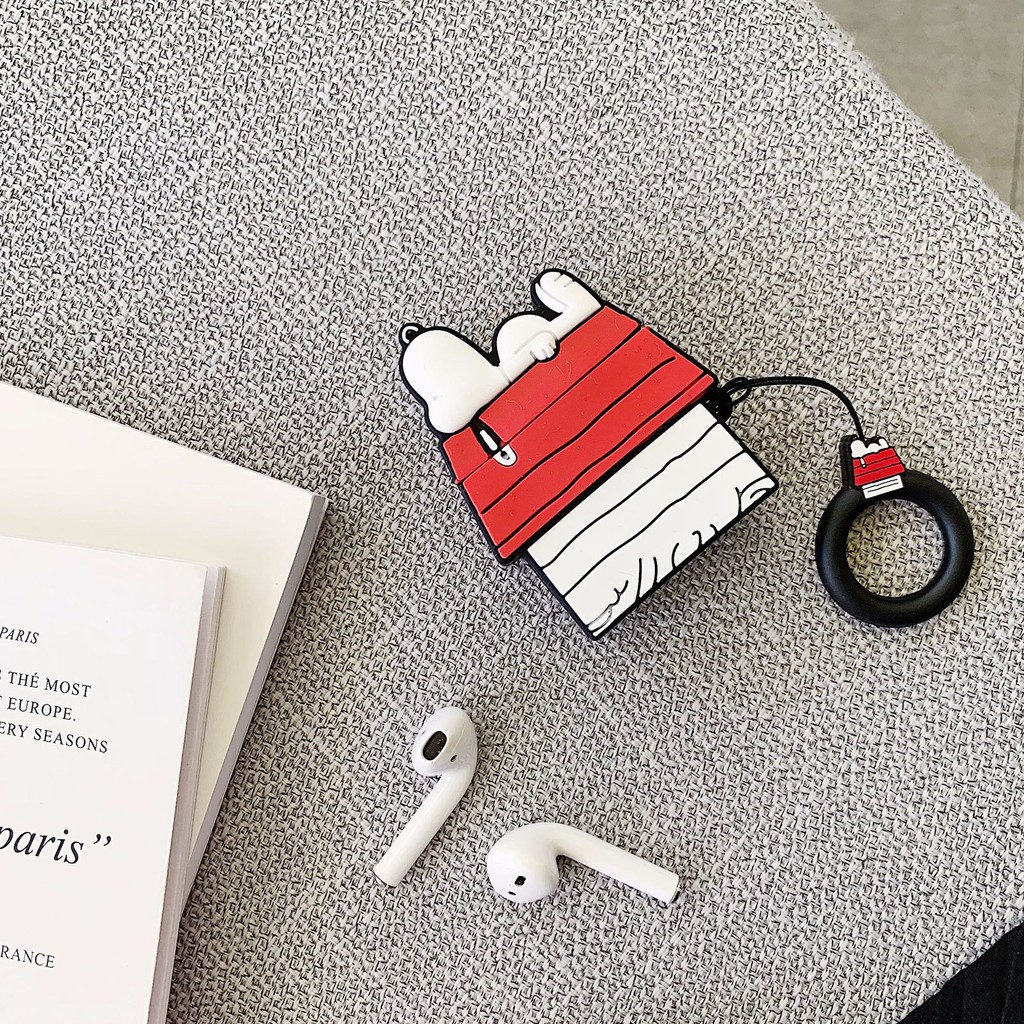 Vỏ silicon bảo vệ hộp sạc tai nghe bluetooth không dây airpods 1/2/pro hình ngôi nhà và chú chó Snoopy