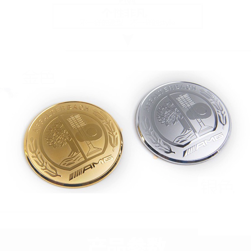 Miếng Dán Logo 52mm 57mm Bằng Hợp Kim Trang Trí Vô Lăng Xe Mercedes Benz Amg