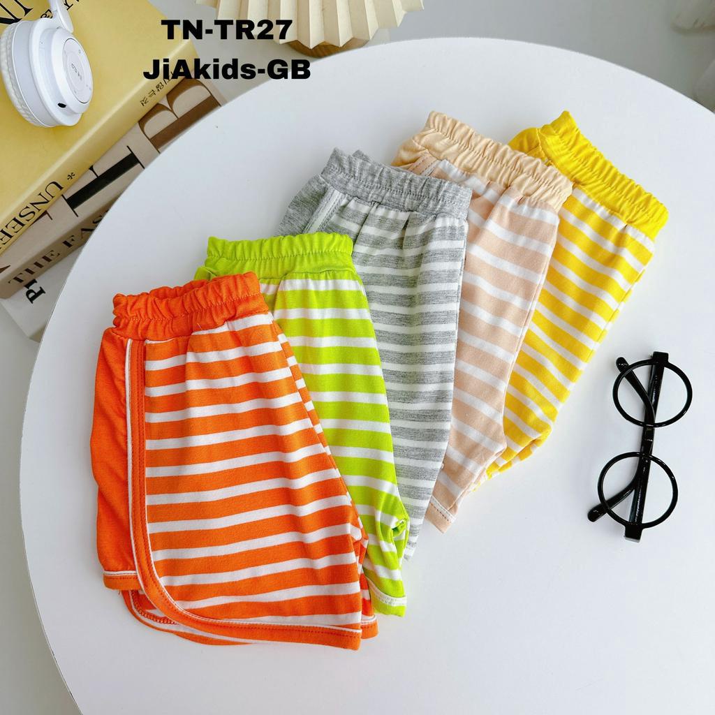 Bộ Cộc Tay THUN LẠNH MINKY MOM Áo Cổ Bẻ Nút Ngực Vải Dệt Sọc Cho Bé Đi Học Đi Chơi TN-TR27