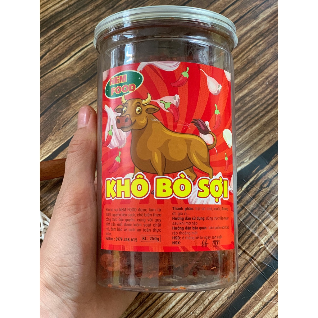 Khô Bò Sợi NEM FOOD Hũ pet 250g Loại Ngon Đồ Ăn Vặt Hà Nội