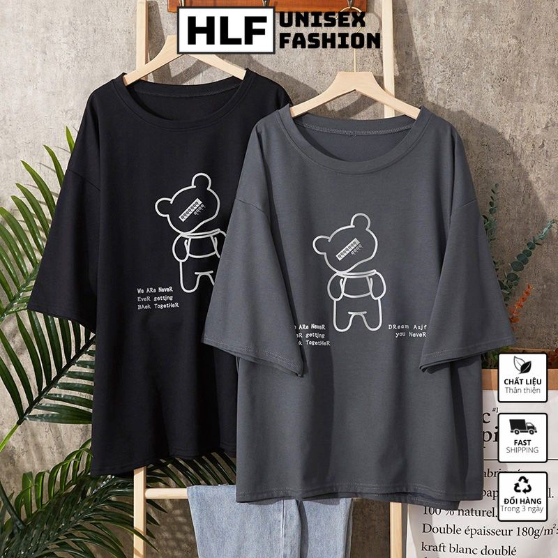 Áo phông nam form rộng gấu QQQ, áo thun tay lỡ HLFashion