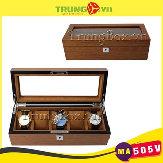 Hộp Đựng Đồng Hồ 5 Ngăn Vỏ Gỗ Veneer Cao Cấp - Mã 505V | SANELY