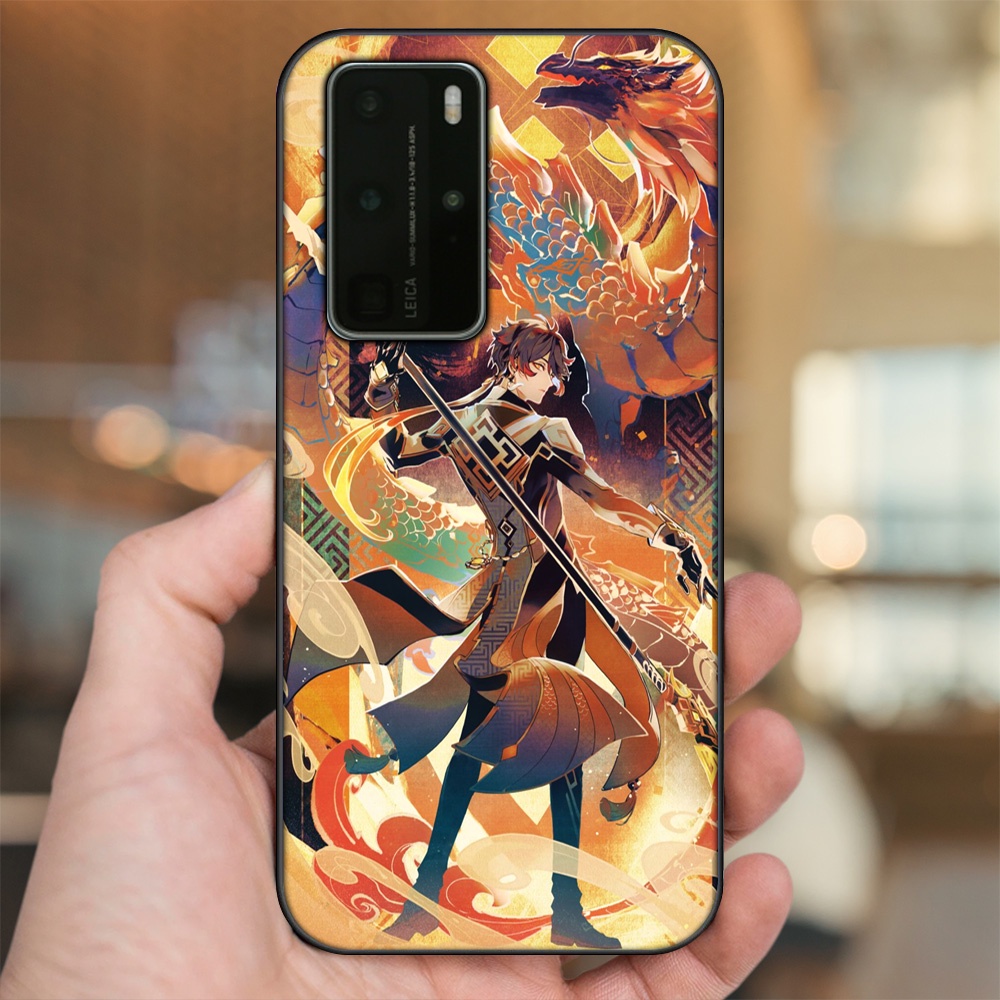Ốp lưng Huawei P40 Pro viền đen in hình Zhongli Genshin Impact