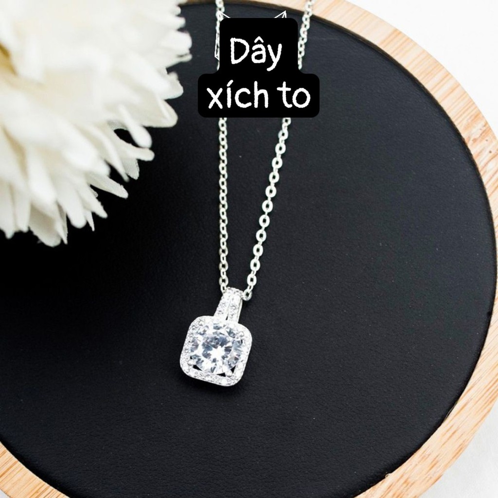 Dây chuyền bạc nữ DaLiA Jewelry mặt dây chuyền ổ đá vuông basic vòng cổ chuẩn bạc 925 không gỉ