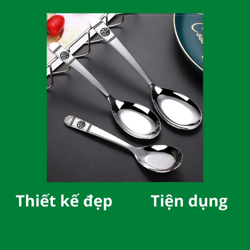 Thìa chữ PHÚC ăn cơm phở cháo inox thép CAO CẤP dày đẹp sáng bóng