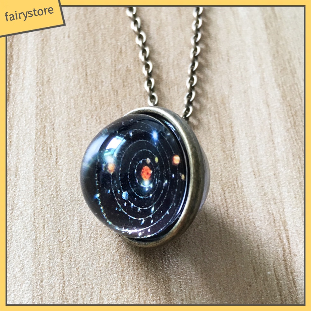 Dây Chuyền Mặt Thủy Tinh Họa Tiết Dải Ngân Hà Độc Đáo