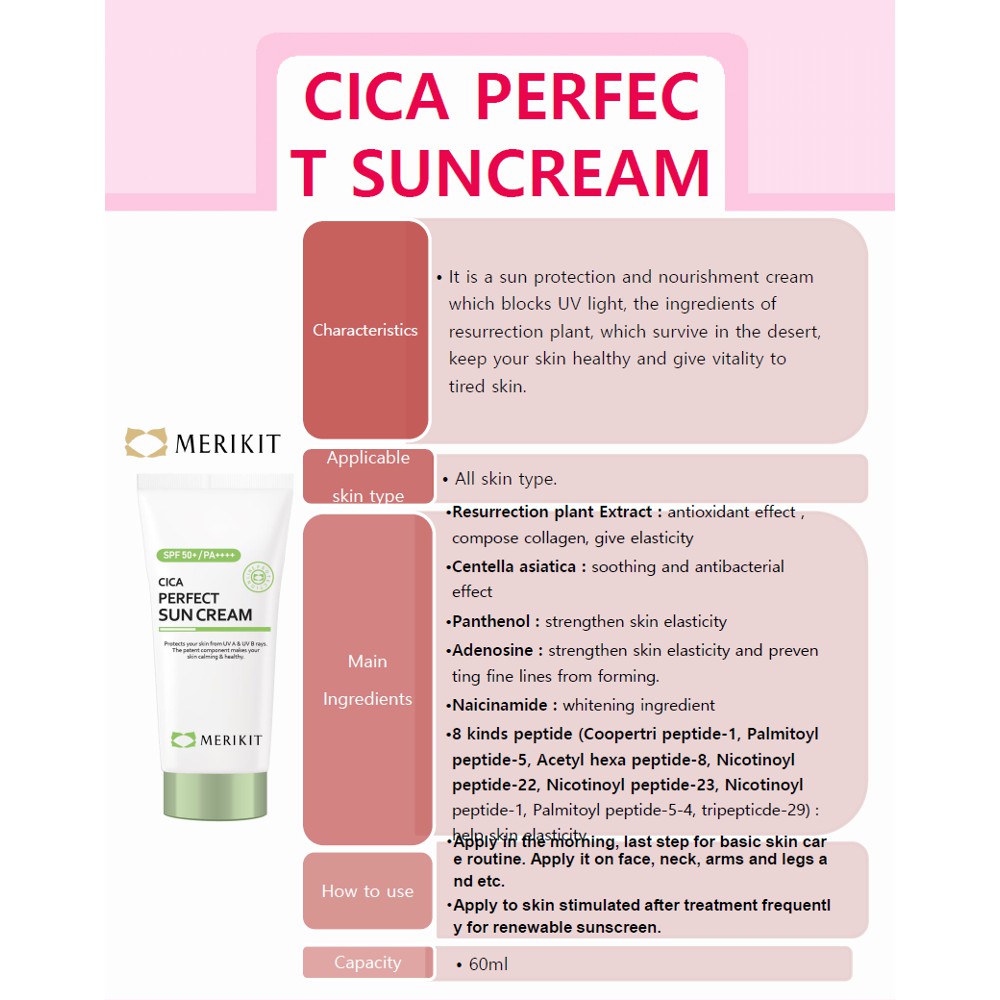 KEM CHỐNG NẮNG - CICA PERFECT SUN CREAM 50+/PA++++