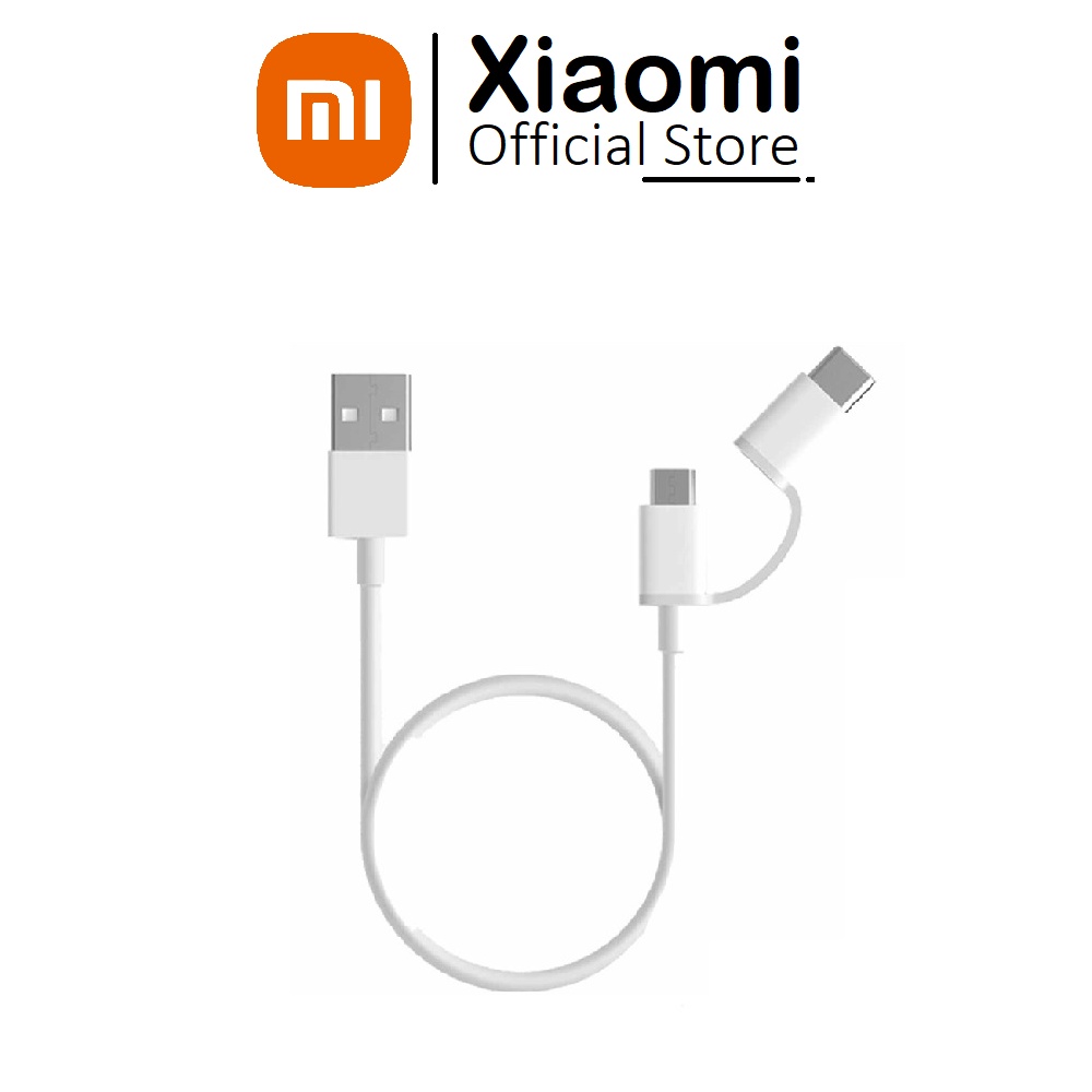 Cáp sạc nhanh Xiaomi 2 trong 1 Usb to micro Usb to Type C - Chính hãng
