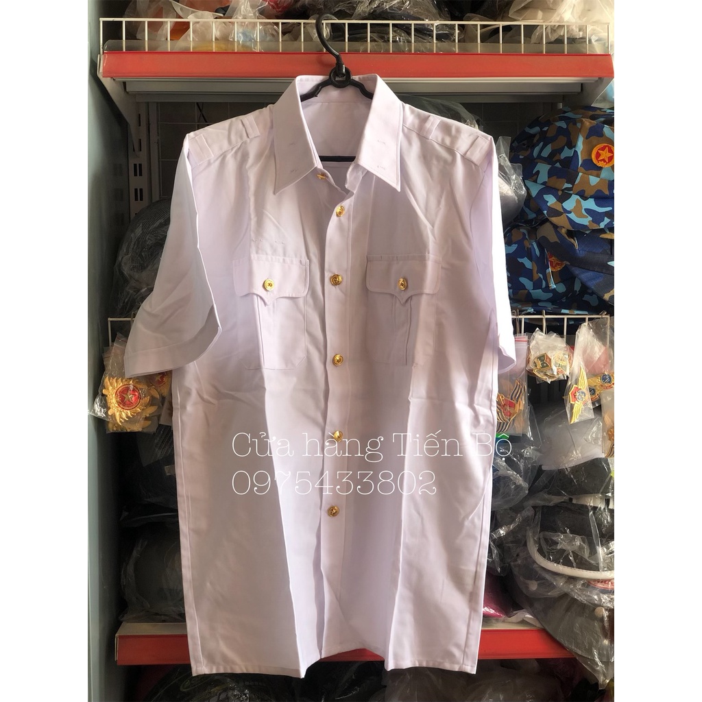 Bộ đồng phục Quần tây đen và Áo trắng phối cúc sao vàng