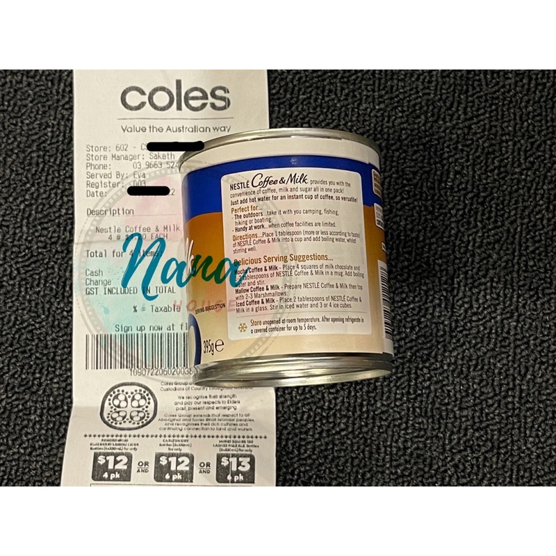 Sữa đặc cà phê Nestle Coffee & Milk 395gr - ✈️ bill mua tại Úc