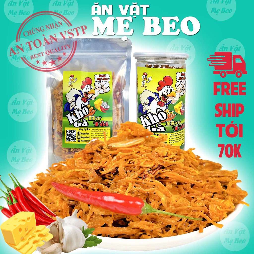Khô gà bơ tỏi xé cay Mẹ Beo ăn vặt cực ngon