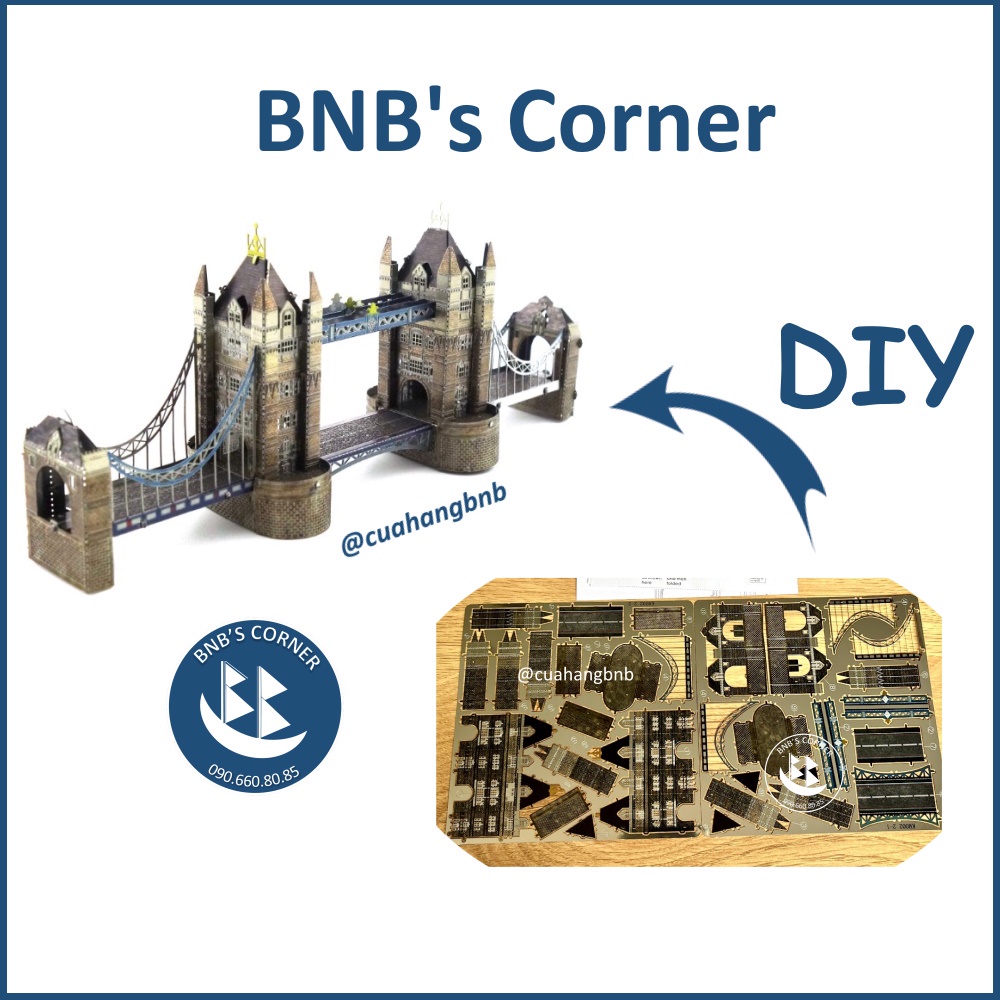 DIY Mô hình kim loại cầu tháp London - Tower Bridge tự lắp ráp