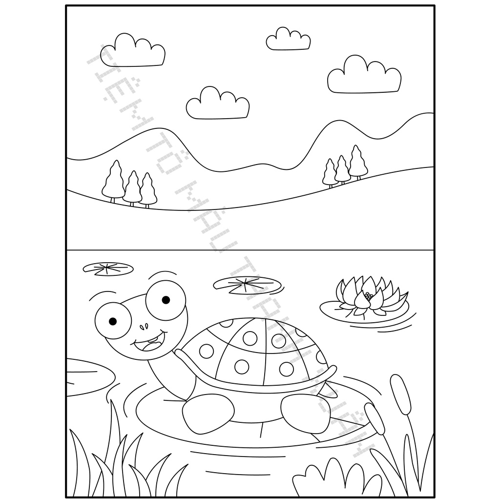 Set 10 Tờ Tranh Tô Màu Hình Rùa Con Cho Bé Tô Màu Sáp, Màu Chì - Tiệm Tô Màu Thanh Xuân